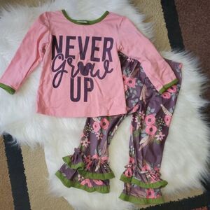 Girl’s boutique ruffle matching set outfit 12-18m EUC